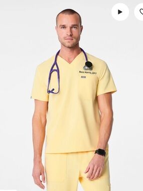 Figs Butter Yellow Leon Scrub top - Small